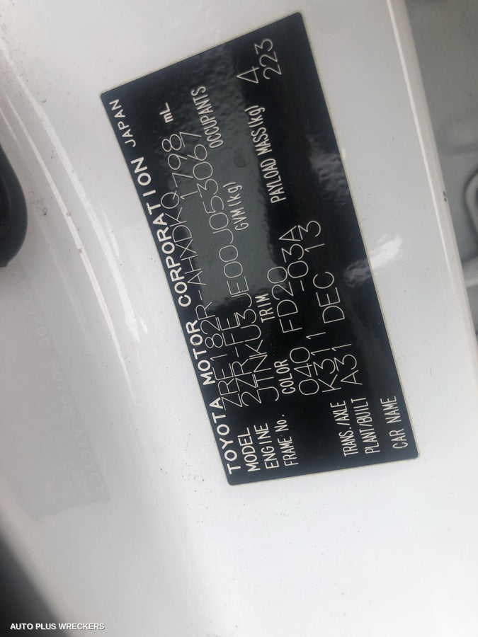 2014 Toyota Corolla Instrument Cluster