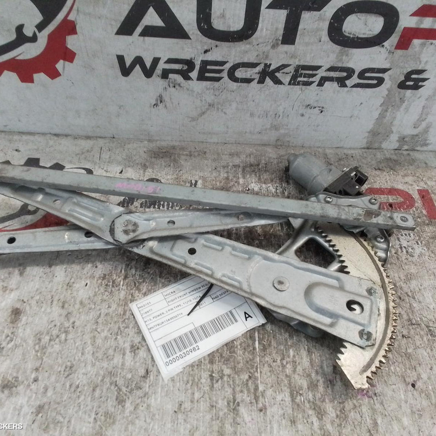 2010-2016 Nissan Micra Right Front Window Reg Motor