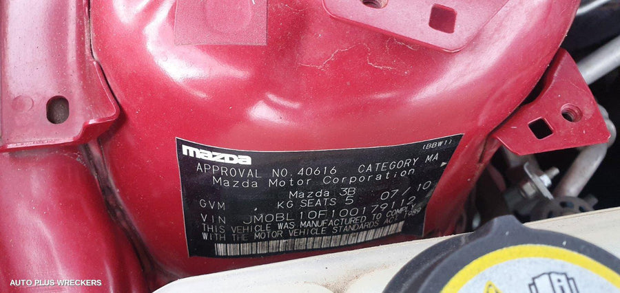 2010 Mazda 3 Right Rear Wnd Reg Motor