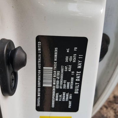 2011 TOYOTA AURION RIGHT REAR WND REG MOTOR