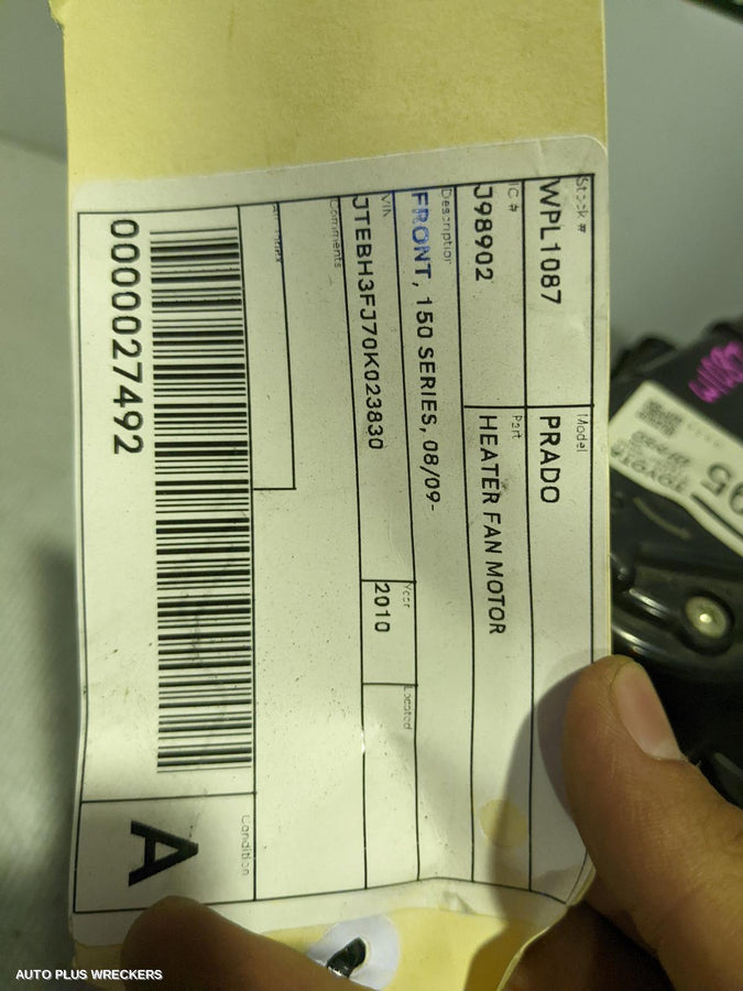 2010 Toyota Prado Heater Fan Motor