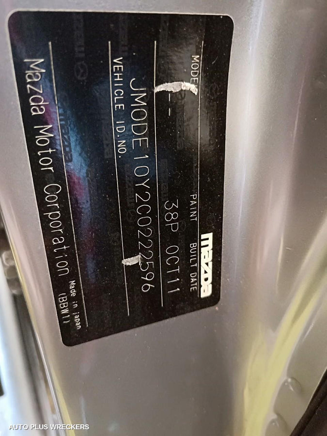 2011 Mazda 2 Bootlid Tailgate