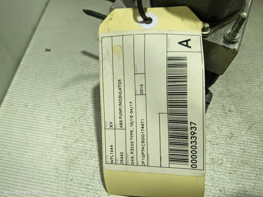 2016 Subaru Xv Abs Pump Modulator