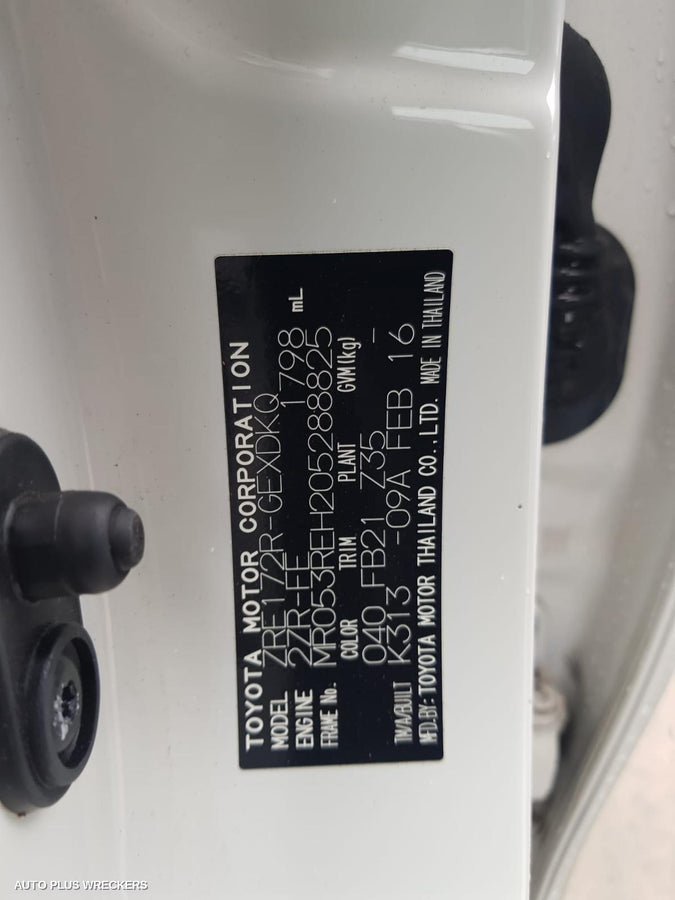 2016 Toyota Corolla Instrument Cluster