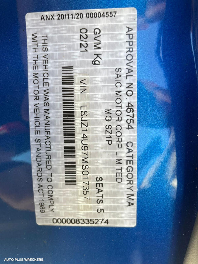 2021 Mg Mg3 Left Front Window Reg Motor