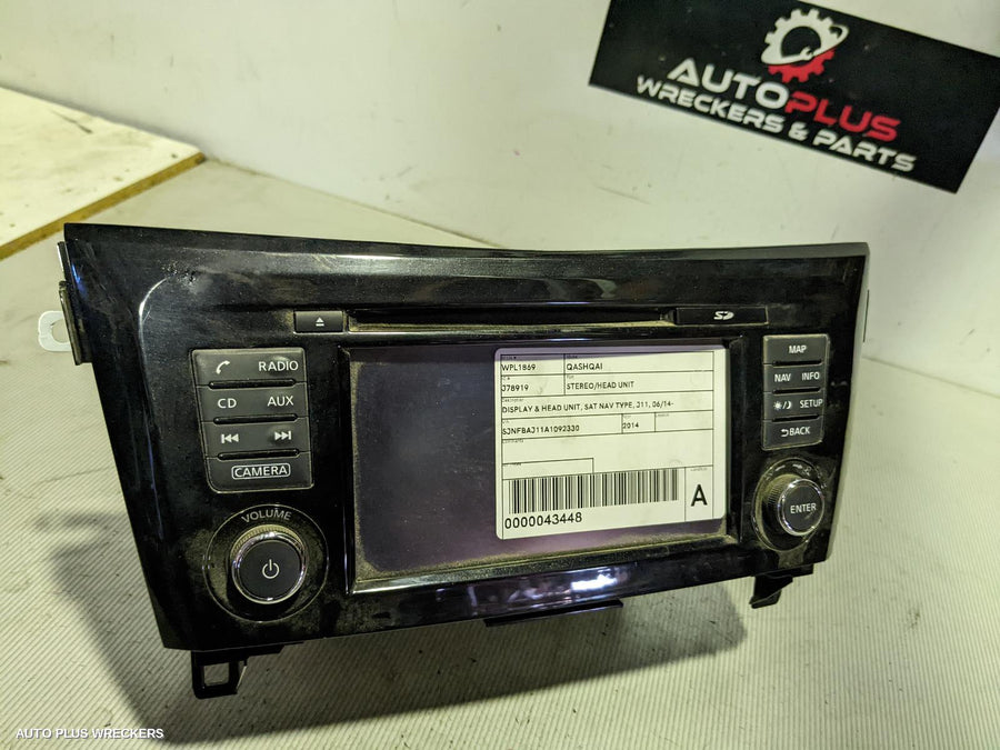 2014 Nissan Qashqai Radio Cd Dvd Sat Tv