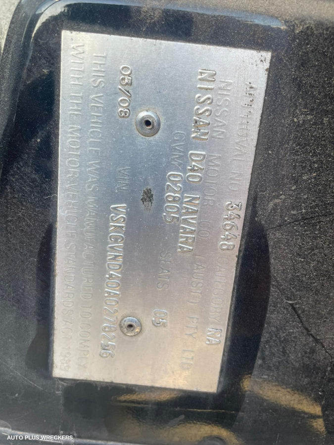 2008 Nissan Navara Trans Gearbox
