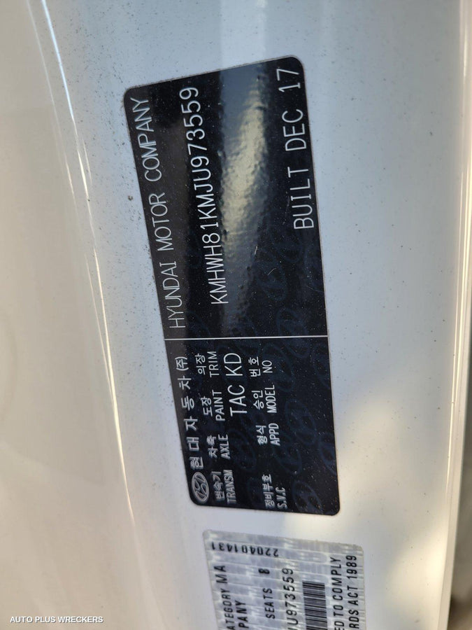 2018 Hyundai Iload/imax Left Rear Side Glass