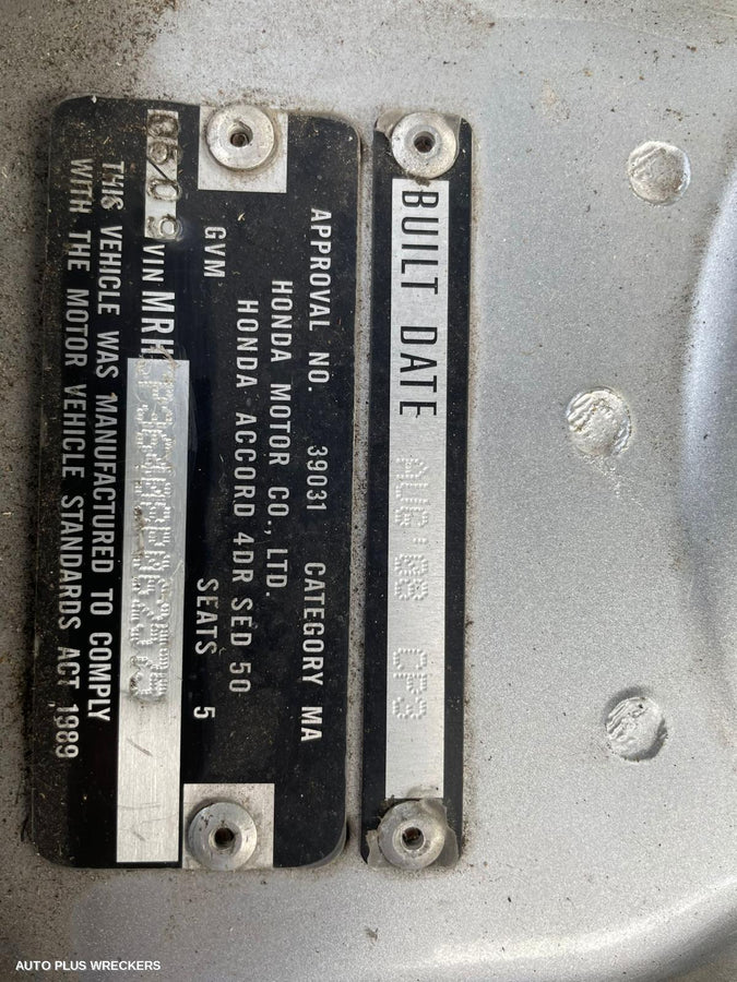 2009 Honda Accord Right Front Window Reg Motor