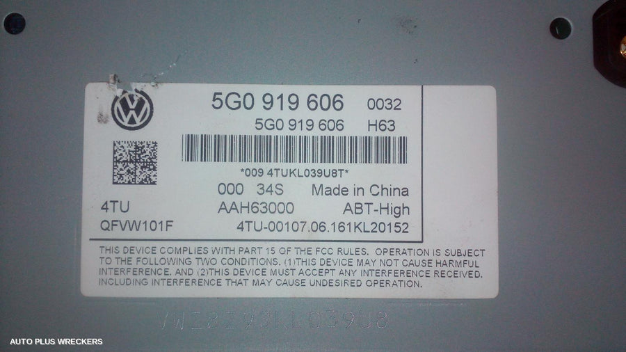 2015-2019 Volkswagen Passat Radio Cd Dvd Sat Tv