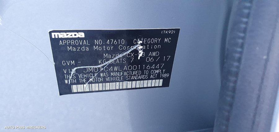 2017 Mazda Cx9 Pwr Dr Wind Switch