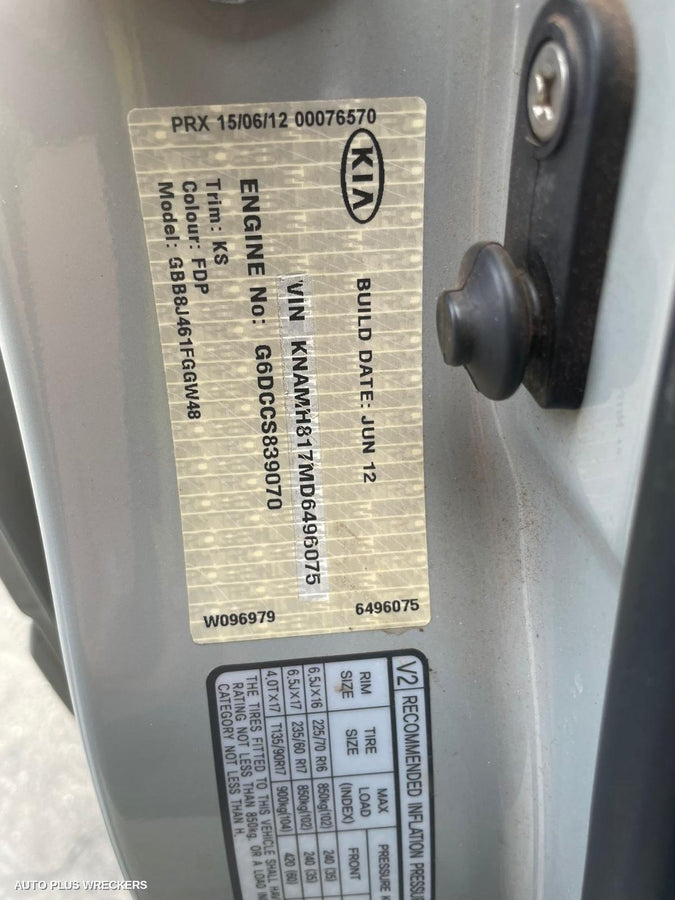 2012 Kia Carnival/grand Carnival Right Rear Wnd Reg Motor