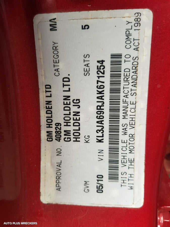 2010 Holden Cruze Bonnet