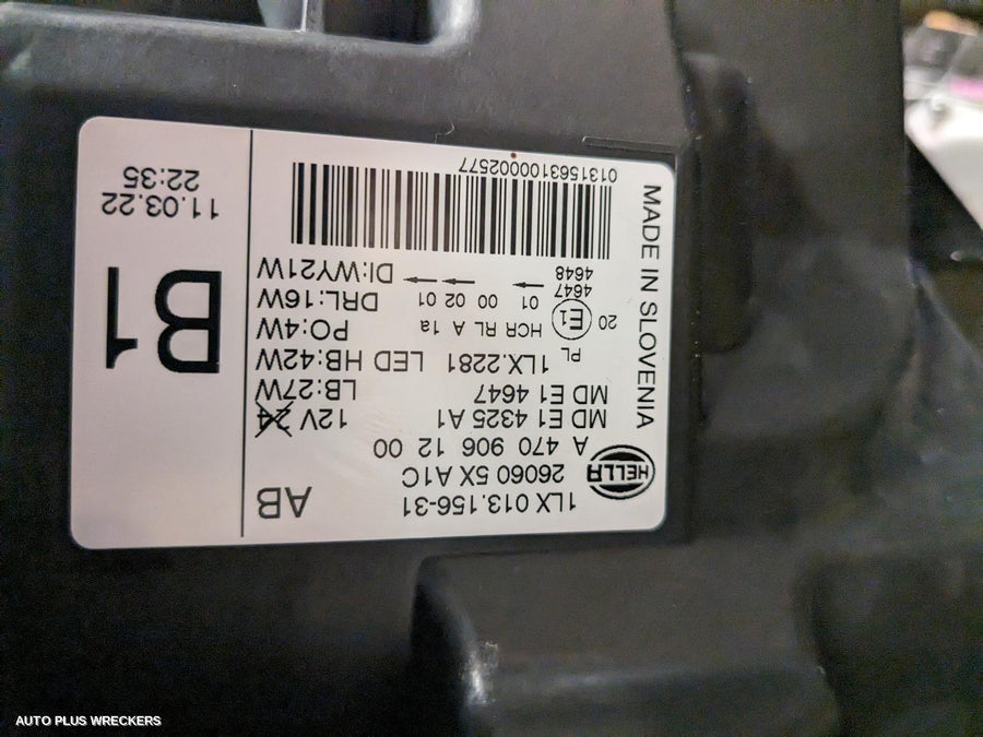 2019 Mercedes X Class Left Headlamp