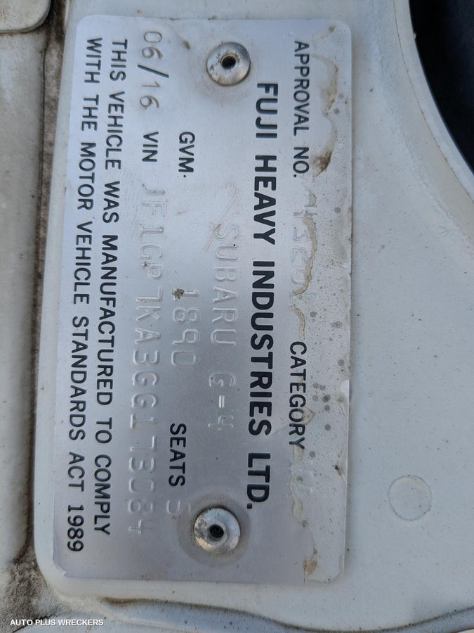 2016 Subaru Impreza Left Rear Door Window