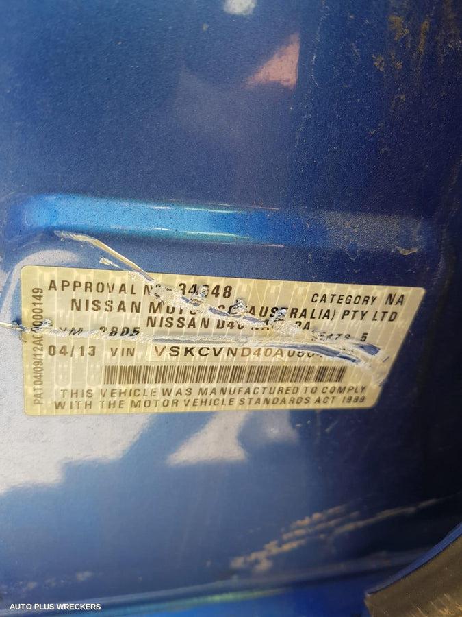 2013 Nissan Navara Left Front Window Reg Motor