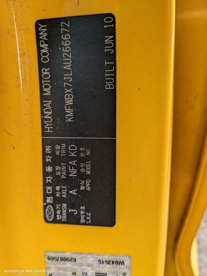 2010 Hyundai Iload/imax Left Rear Door Sliding