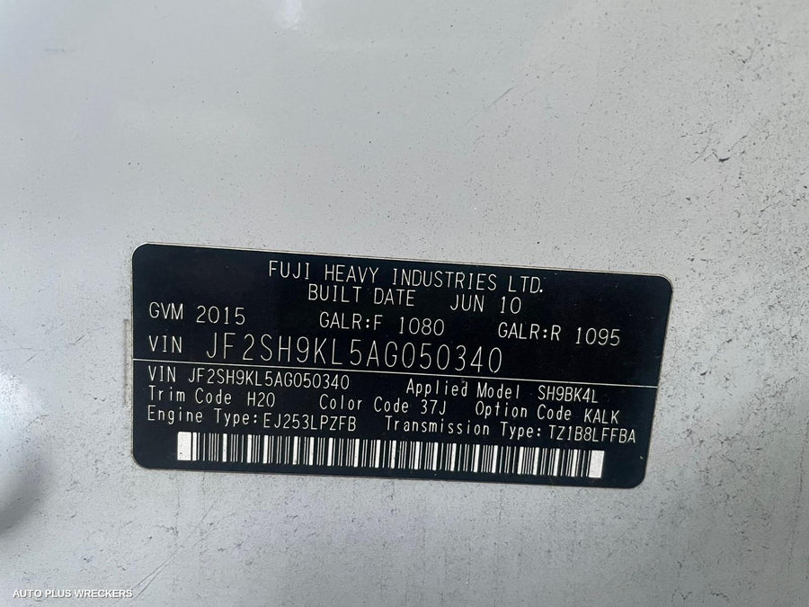 2010 Subaru Forester Left Front Door Window