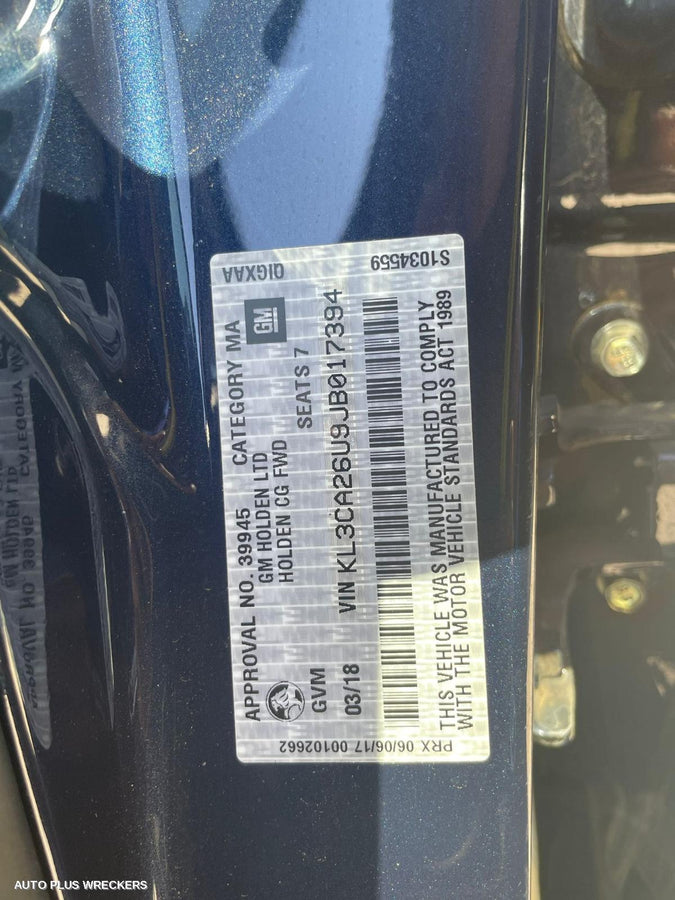 2018 Holden Captiva Trans Gearbox