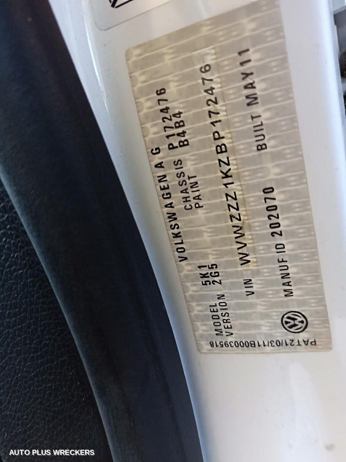 2011 Volkswagen Golf Pwr Dr Wind Switch