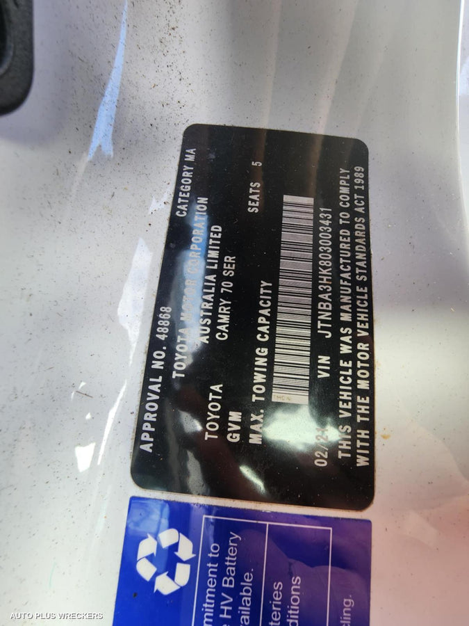 2021 Toyota Camry Glove Box