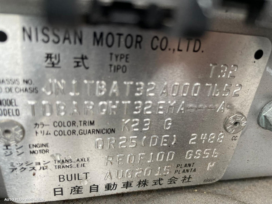 2015 Nissan Xtrail Left Rear Wnd Reg Motor