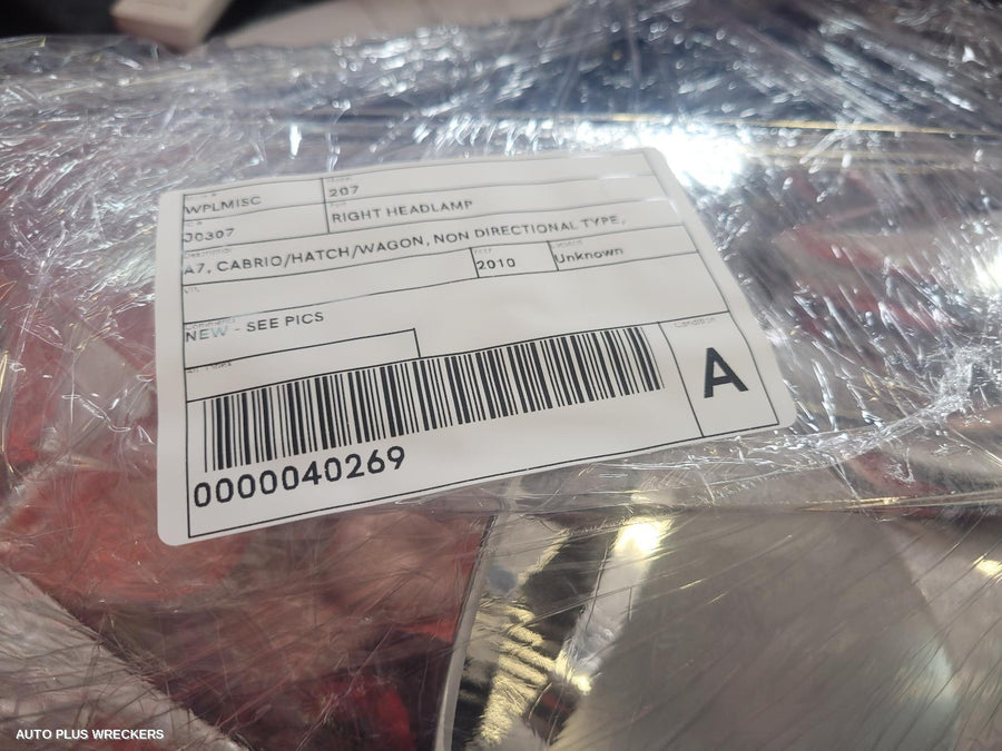 2010 Peugeot 207 Right Headlamp