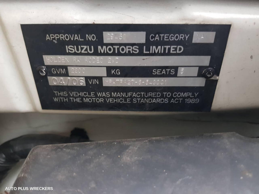 2006 Holden Rodeo Right Headlamp