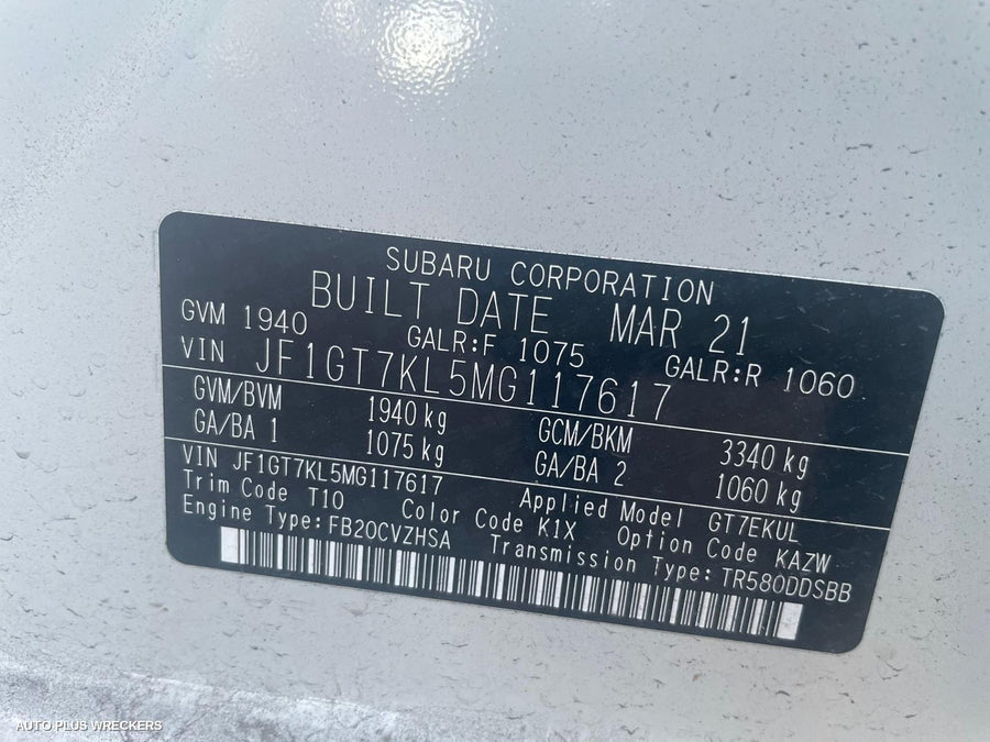2021 Subaru Xv Trans Gearbox