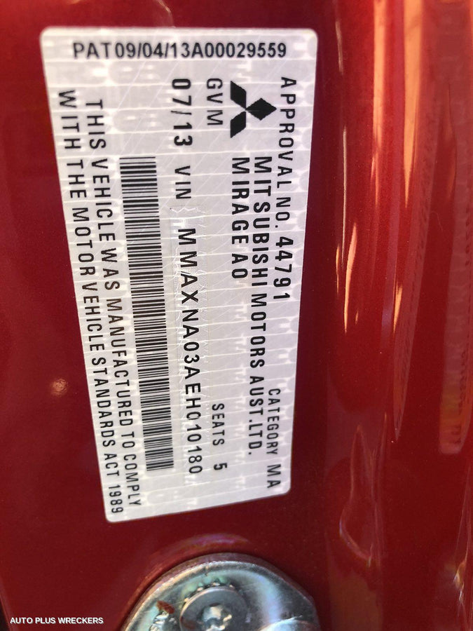 2014 Mitsubishi Mirage Right Door Mirror