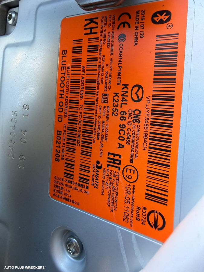 2017-2021 Mazda Cx5 Radio Cd Dvd Sat Tv
