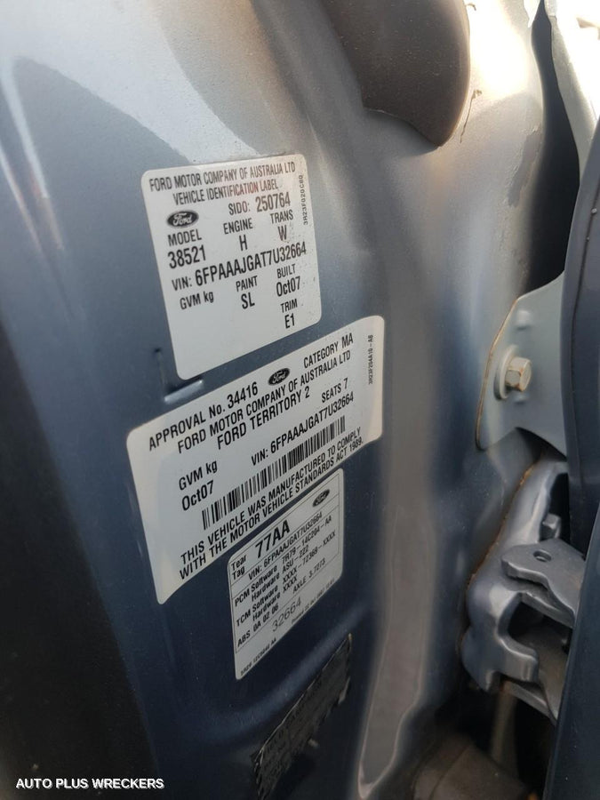 2007 Ford Territory Right Front Door Window