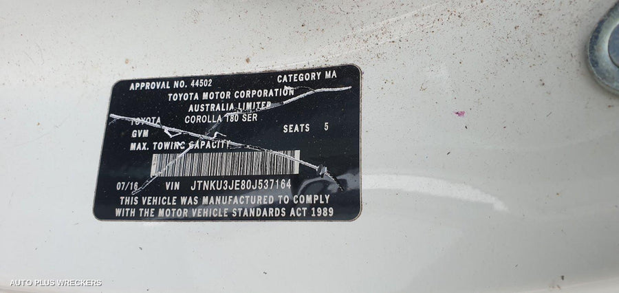 2016 Toyota Corolla Right Taillight