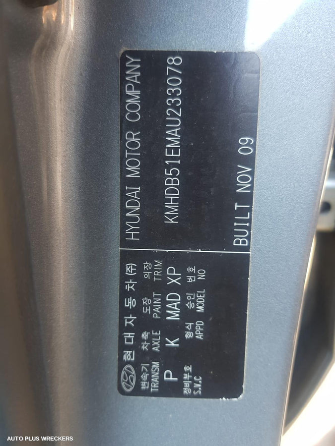 2010 Hyundai I30 Right Rear Wnd Reg Motor