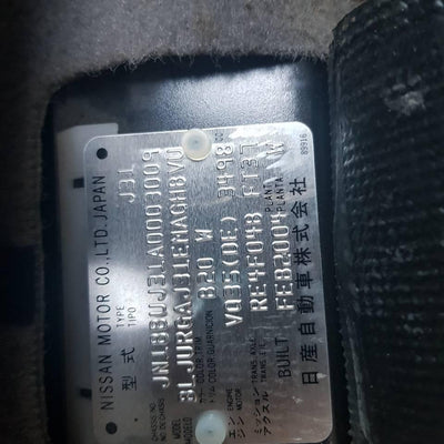 2004 NISSAN MAXIMA RIGHT REAR DOOR SLIDING