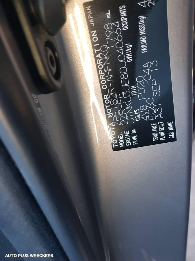 2013 TOYOTA COROLLA LEFT TAILLIGHT