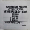 2012 PEUGEOT 308 PWR DR WIND SWITCH