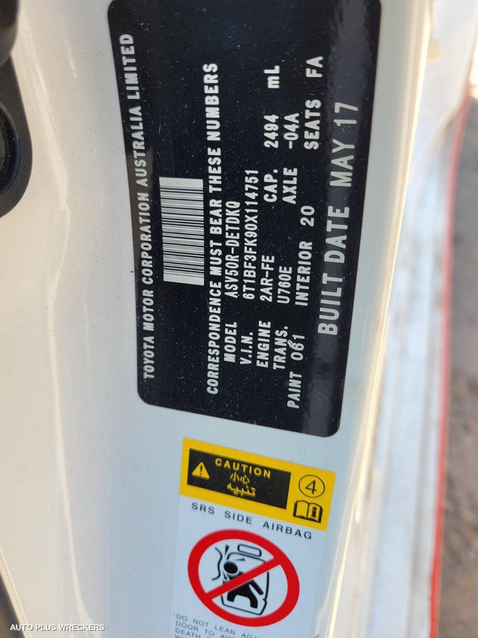 2017 Toyota Camry Instrument Cluster