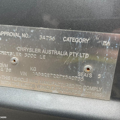 2008 CHRYSLER 300C RIGHT REAR DOOR SLIDING