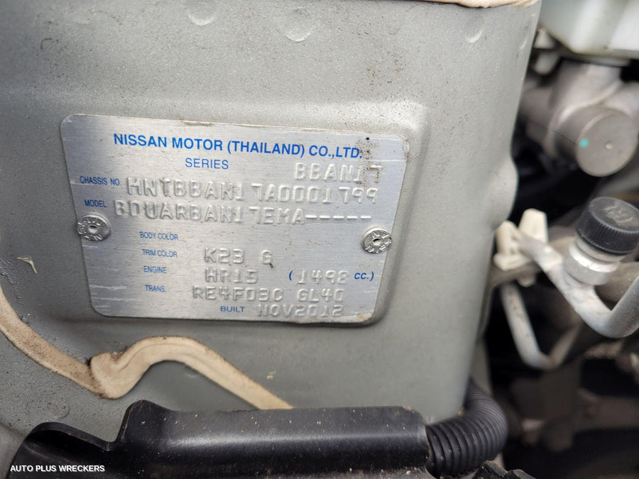 2013 Nissan Almera Right Rear Door Sliding