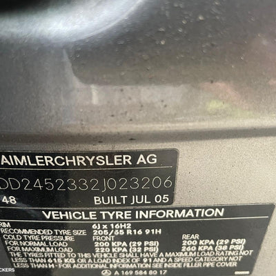 2006 MERCEDES B CLASS RIGHT REAR DOOR SLIDING