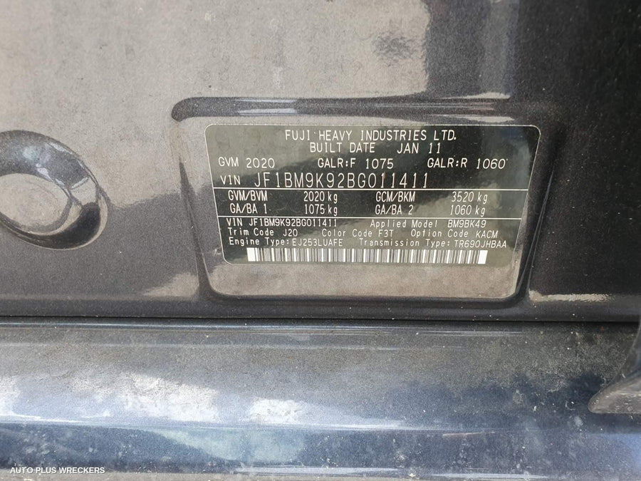 2011 Subaru Liberty Left Rear 1 4 Door Glass