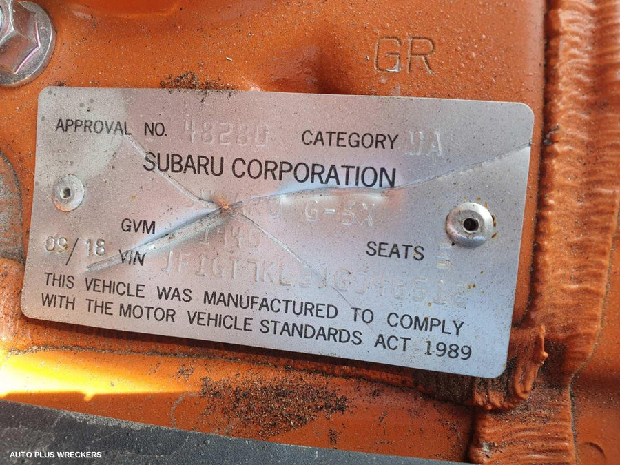 2018 Subaru Xv Right Front Window Reg Motor