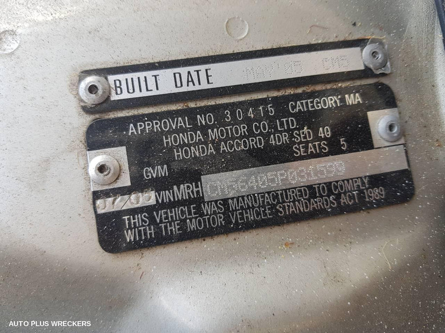 2005 Honda Accord Bootlid Tailgate