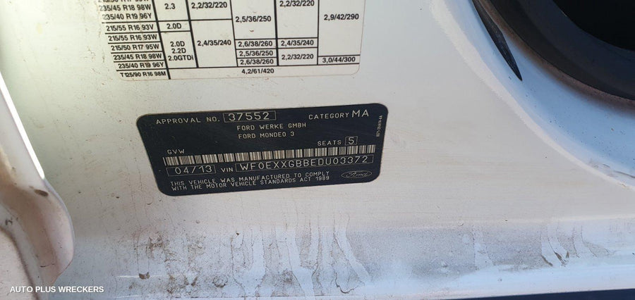 2013 Ford Mondeo F Bar Reinforc Brack