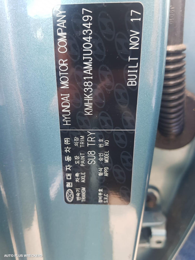 2018 Hyundai Kona Left Rear Door Window