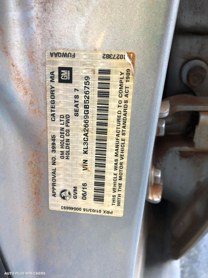 2016 Holden Captiva Left Front Window Reg Motor