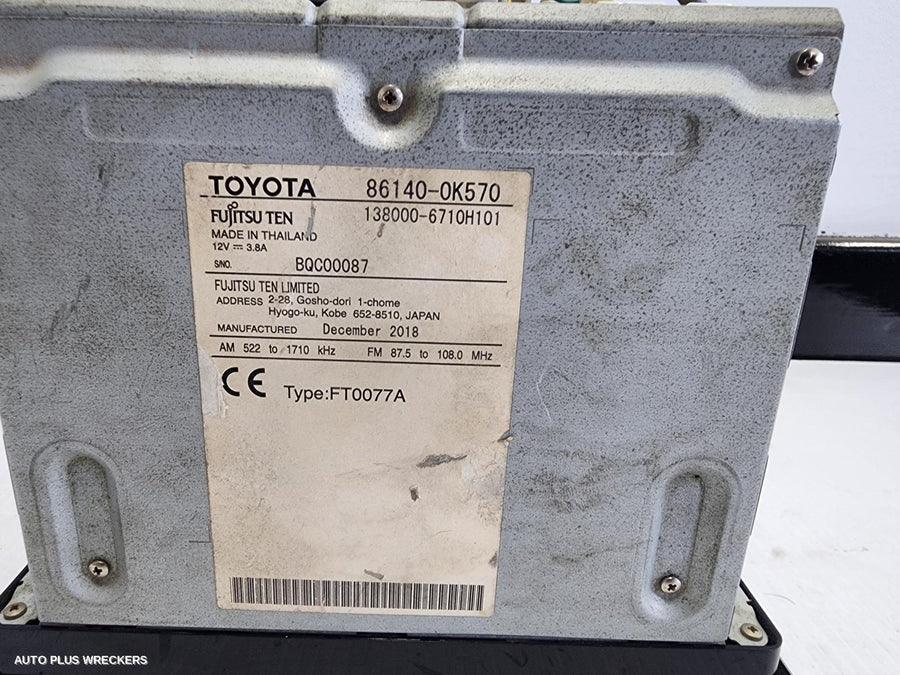 2019 Toyota Hilux Radio Cd Dvd Sat Tv