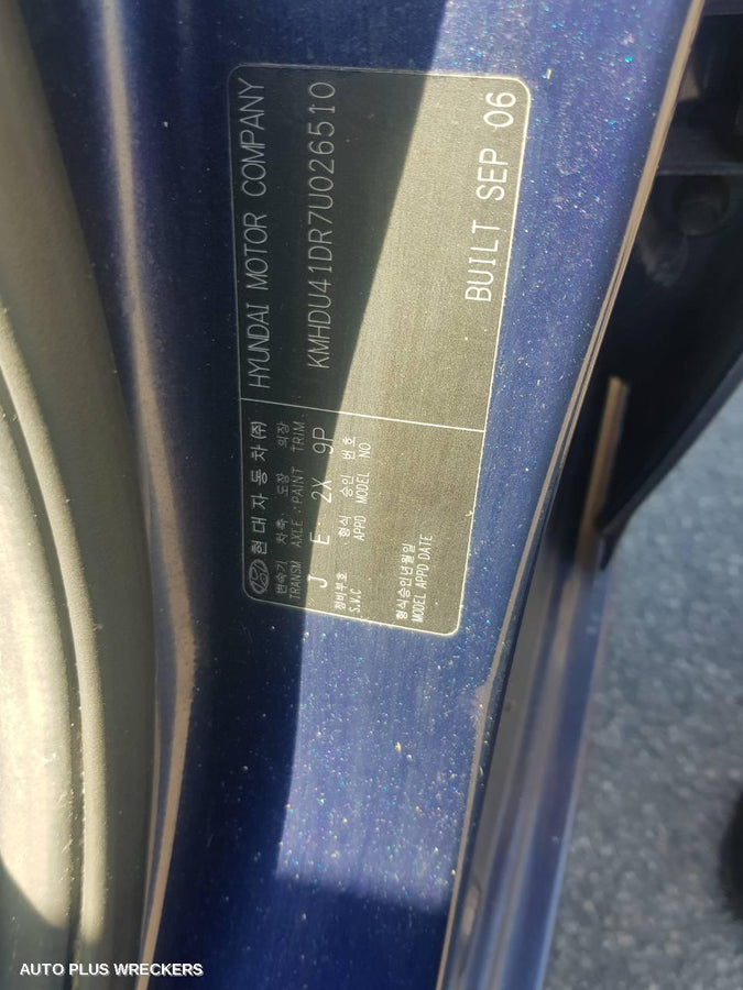 2006 Hyundai Elantra Left Rear Door Window