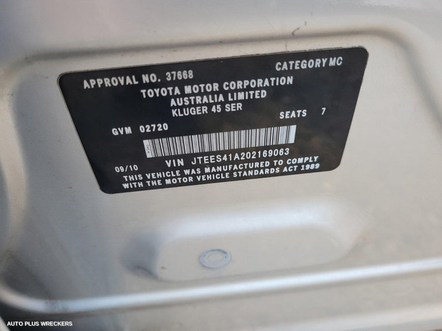 2010 Toyota Kluger Radio Cd Dvd Sat Tv